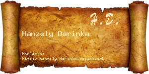 Hanzely Darinka névjegykártya